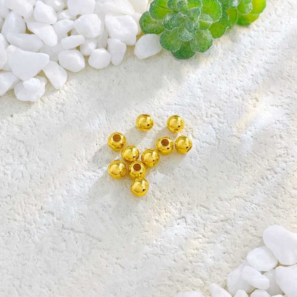 足金999 黄金空心亮面圆珠散珠光珠配件转运珠Diy手串配件/10粒