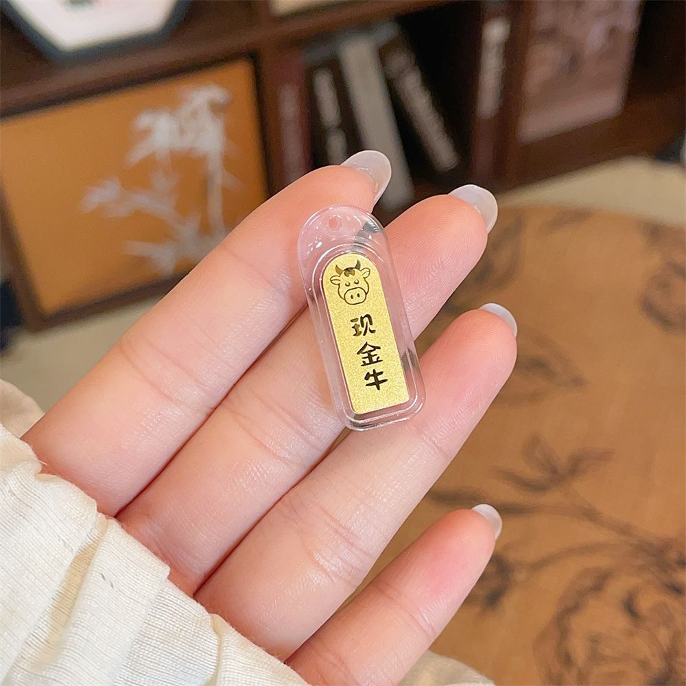足金999.9 十二生肖-上上签系列牛年生肖现金牛金条实心签好万好福签吉言工艺金